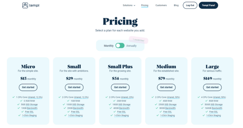 Templ pricing structure