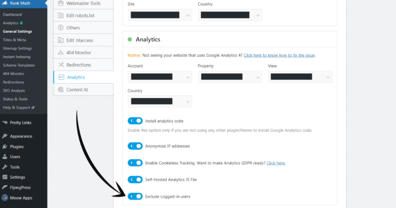 How to Exclude an IP Address from Google Analytics (3 Ways) | rank math exclude logged in users