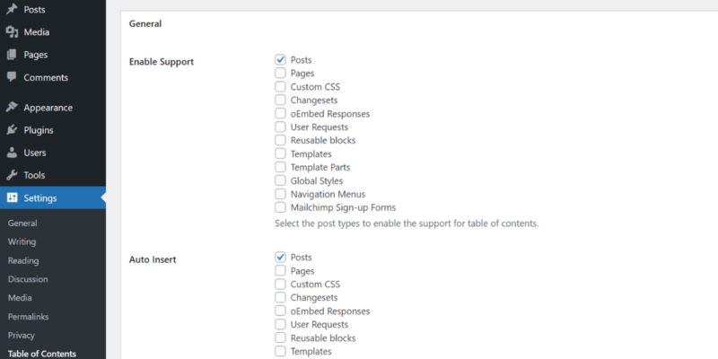 Easy Table of Contents plugin for creating WordPress anchor links.